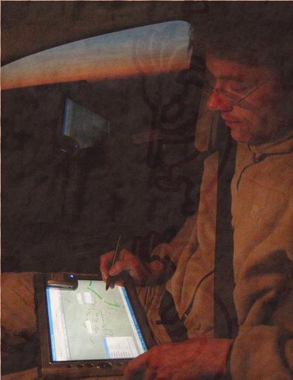 Moi and my tablet PC with GPS and map - nerd all the way